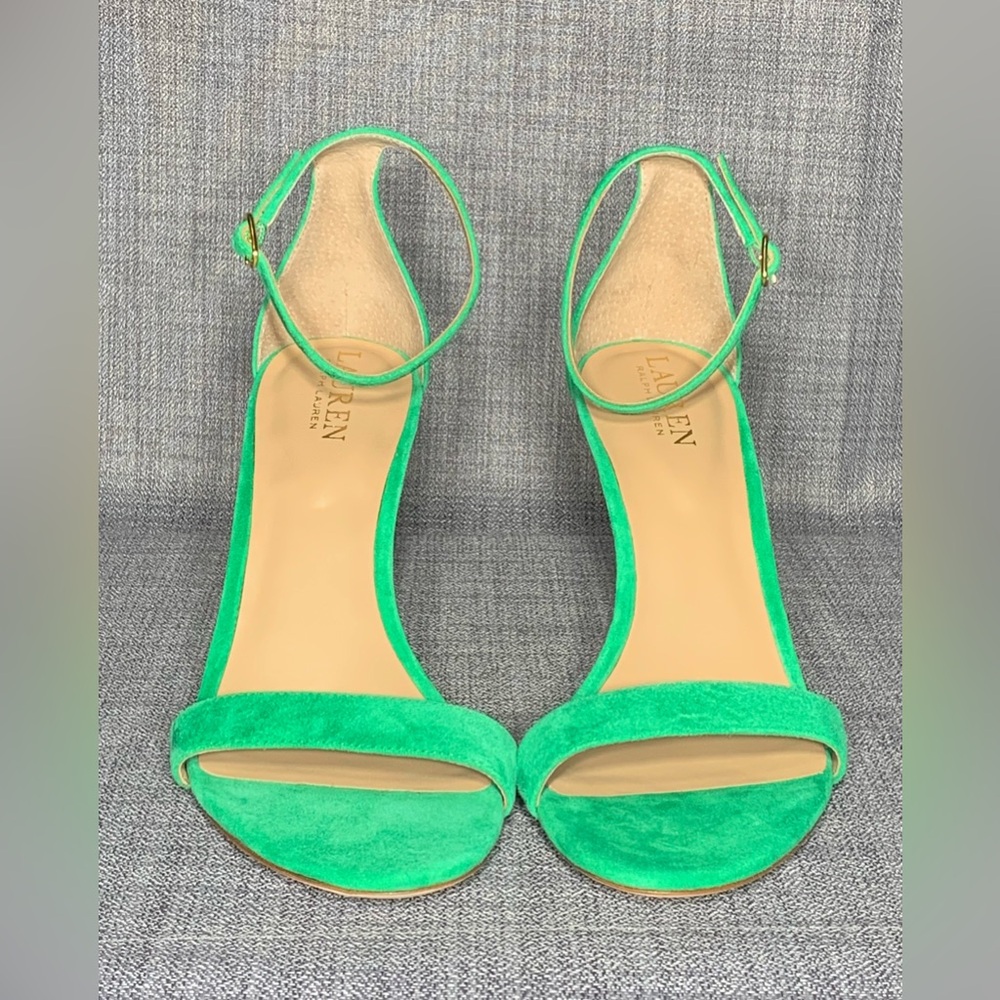 Lauren Ralph Lauren Women's Allie Ankle-Strap Suede Dress Sandal Green Topaz - Picture 3 of 7